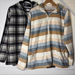 O'Neill Charcoal and White Plaid Fleece Jacket